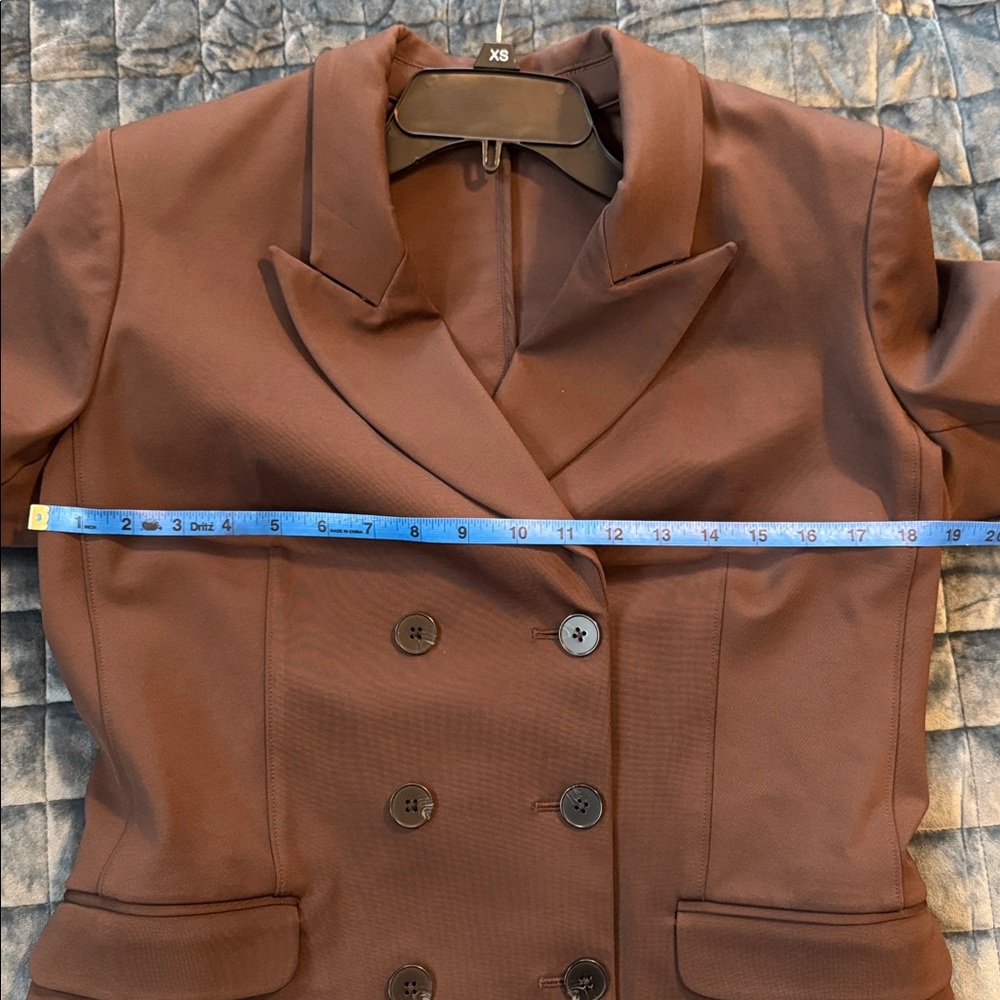 Express Double Breasted Jacket / Blazer. Large. Chocolate Brown. - Picture 7 of 8